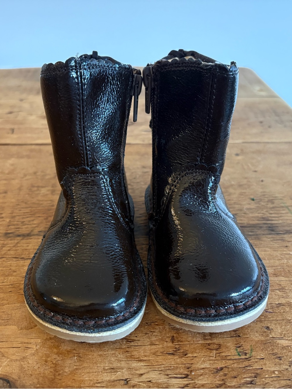 Jacadi Brown Patent Leather Toddler Boots